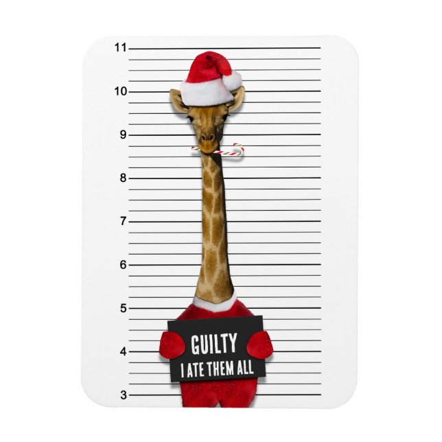 Ímã Culpada Mugshot Giraffe Feliz Natal (Vertical)