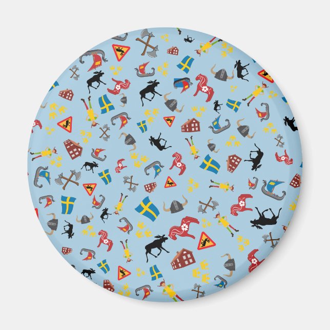 Imã Culturas suecas em fundo azul (Frente)