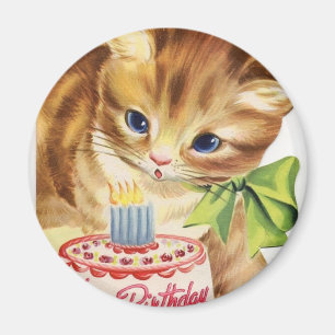 Imã Cumprimento retro do bolo de aniversário do