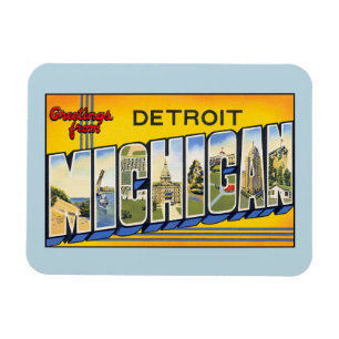Ímã Cumprimentos do vintage de Detroit Michigan