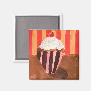 Imã Cupcake com Cobertura de Baunilha