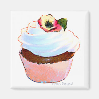 Imã Cupcake com Design de Arte Pansy