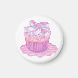 Imã Cupcake cor-de-rosa no ímã da placa