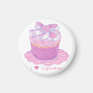 Imã Cupcake cor-de-rosa no ímã da placa