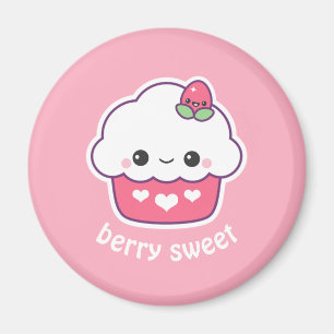 Imã Cupcake da morango de Kawaii