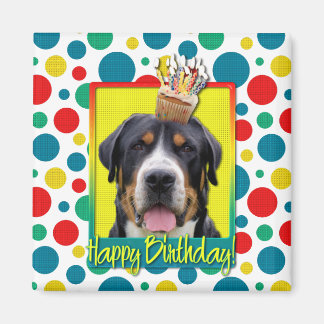 Imã Cupcake de aniversário - Grande Cão de Montanha Su