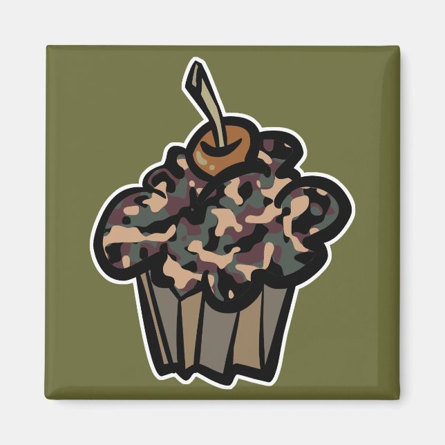 Imã cupcake de camuflagem (Frente)