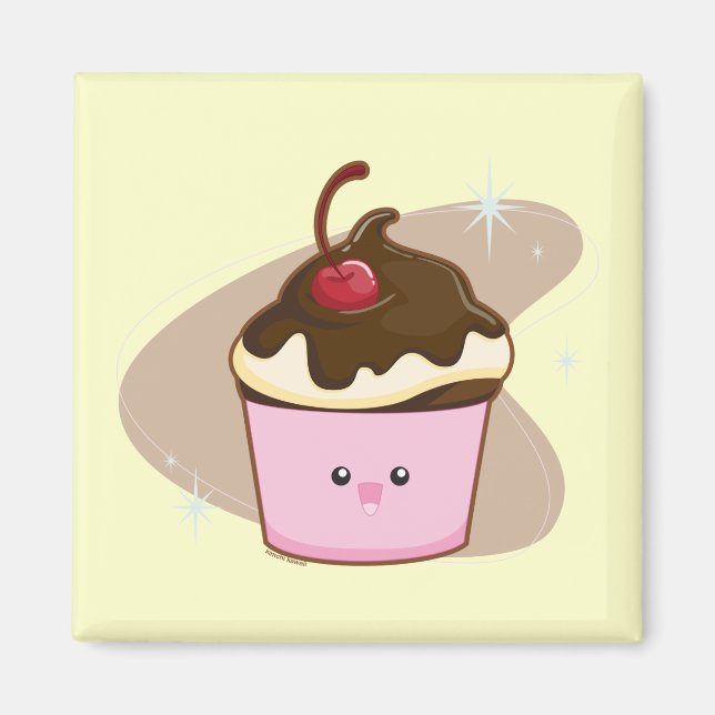 Imã Cupcake de cereja de chocolate (Frente)