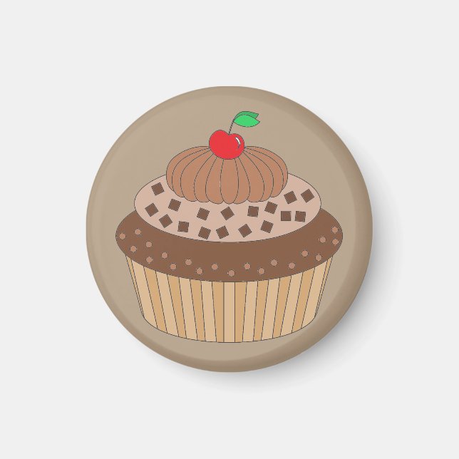 Imã Cupcake de chocolate com cereja no topo (Frente)