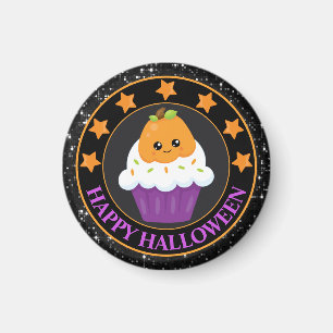 Imã Cupcake de Halloween de Pumpkin Kawaii
