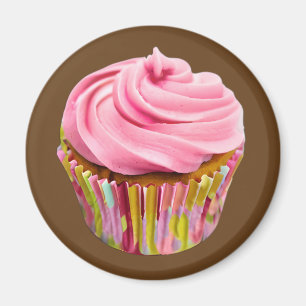 Imã Cupcake de morango com Glacé rosa