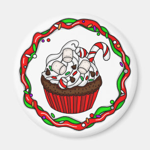 Imã Cupcake de Natal com Candy Cane