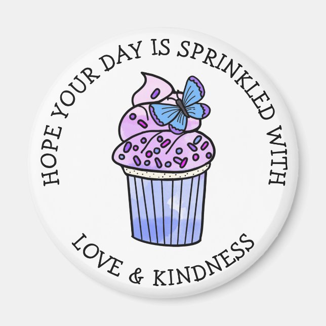 Imã Cupcake desenhado à mão, Comida Adorável (Frente)