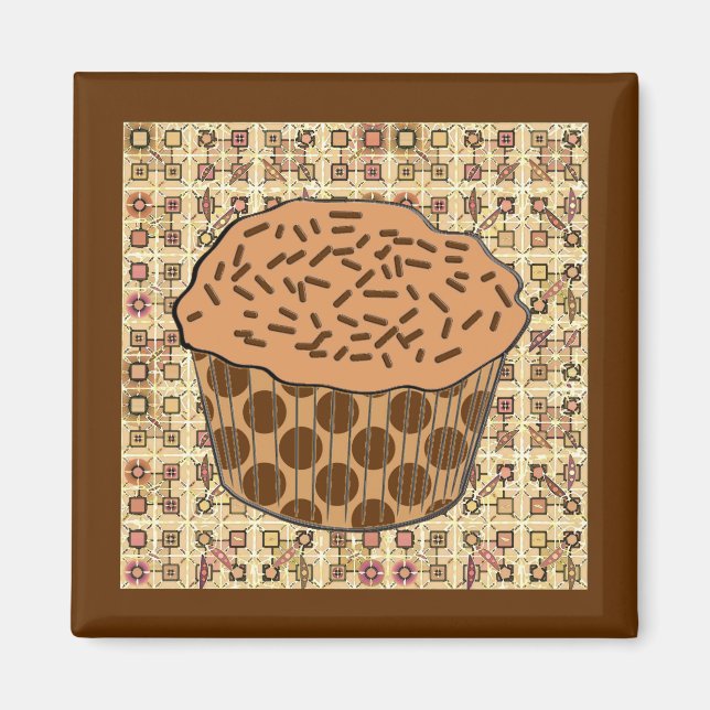 Imã Cupcake do Fosco de Caramelo com borrachas (Frente)