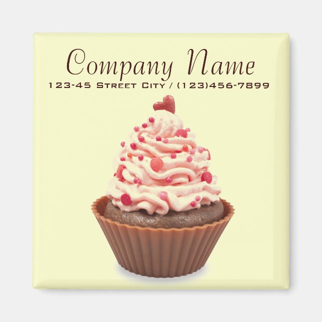 Imã cupcake elegante de padaria feminino e elegante (Frente)