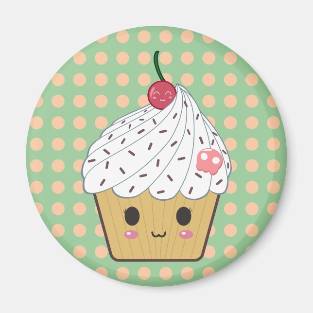 Imã Cupcake Kawaii no Bolinhas (Frente)
