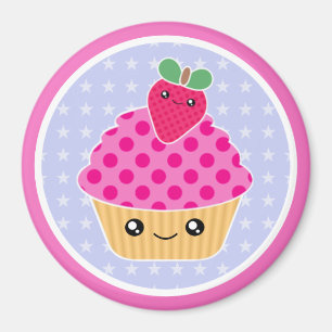 Imã Cupcake Kawaii Strawberry Magnet