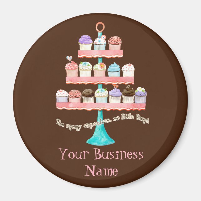 Imã Cupcake Personalizado Doces Shoppe Business Magnet (Frente)