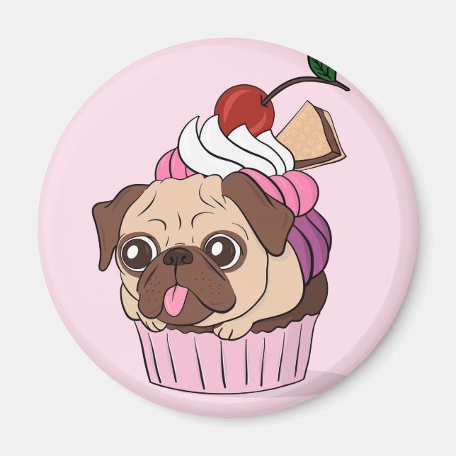 Imã Cupcake Pug (Frente)