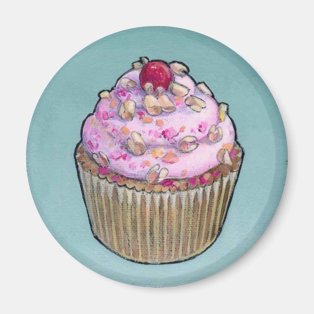 Imã Cupcake rosa (Frente)