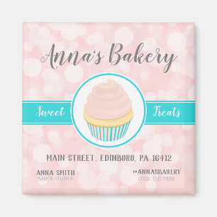 Imã Cupcake rosa-claro no Marketing de negócios cor-d