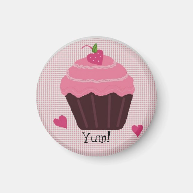 Imã Cupcake Rosa Congelado (Frente)
