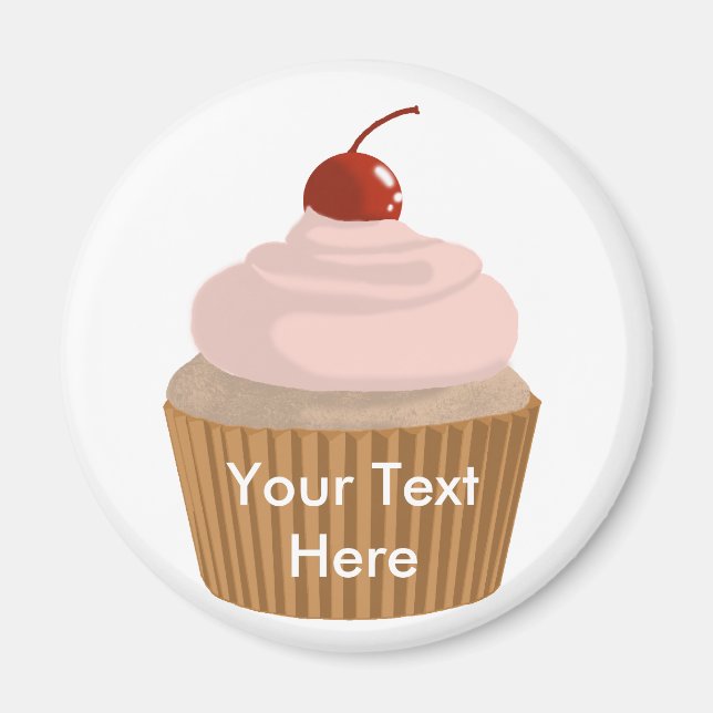 Imã Cupcake rosa e marrom (Frente)