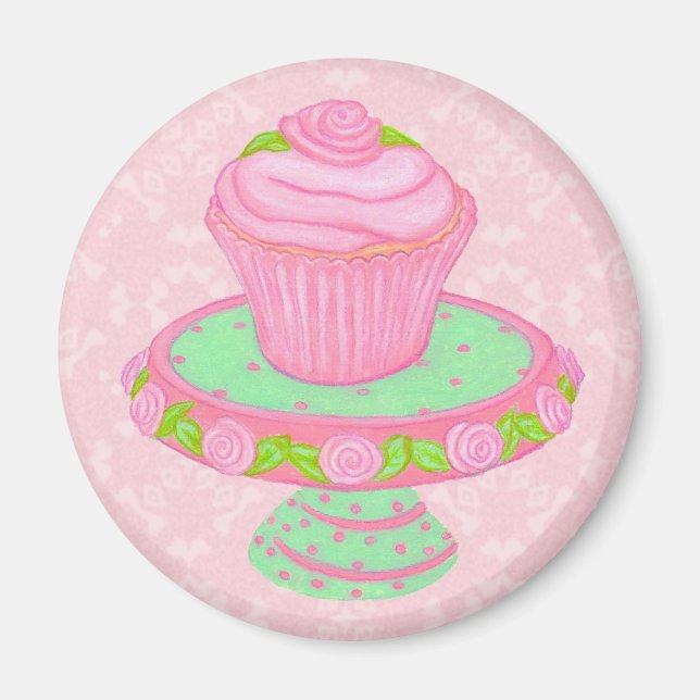 Imã Cupcake rosa - Imagem do suporte (Frente)
