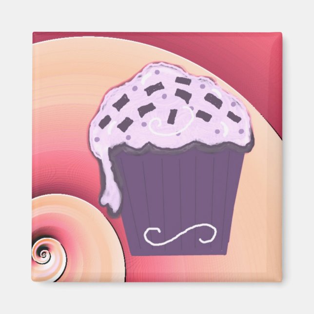 Imã Cupcake Roxo Giratório (Frente)