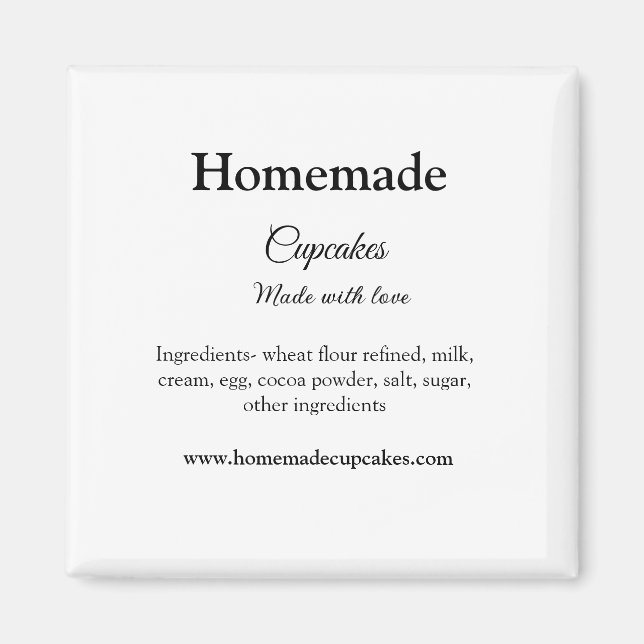 Imã Cupcakes caseiros feitos com amor adicionar texto  (Frente)