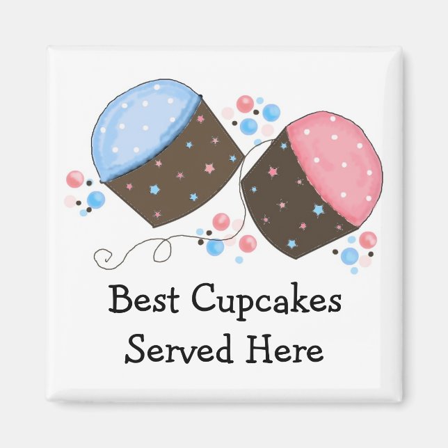 Imã Cupcakes com Gelado e Frases Fofas (Frente)