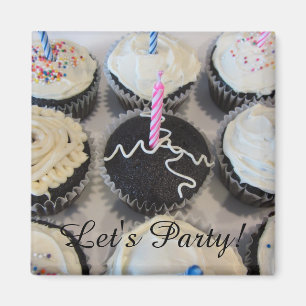 Imã Cupcakes com Glacê Vamos Fazer uma Festa