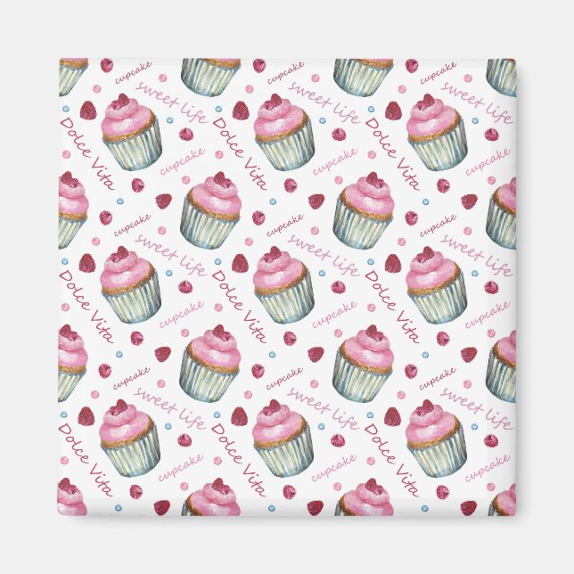 Imã Cupcakes de aquarela (Frente)