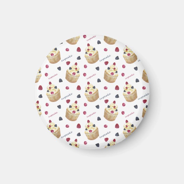 Imã Cupcakes de aquarela (Frente)