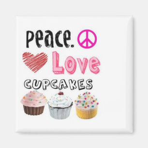 Imã Cupcakes de bolo do Peace Love