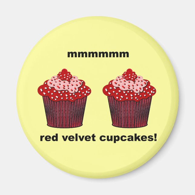 Imã cupcakes de veludo vermelho (Frente)