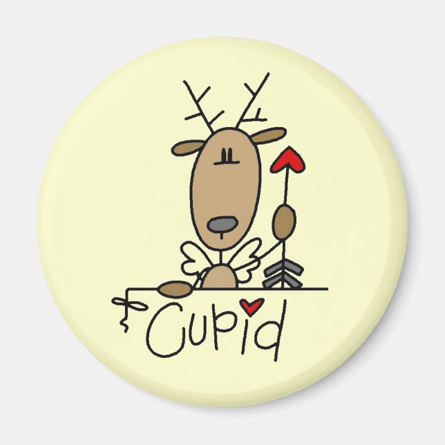 Imã Cupid Reindeer Camisetas e presentes de Natal (Frente)