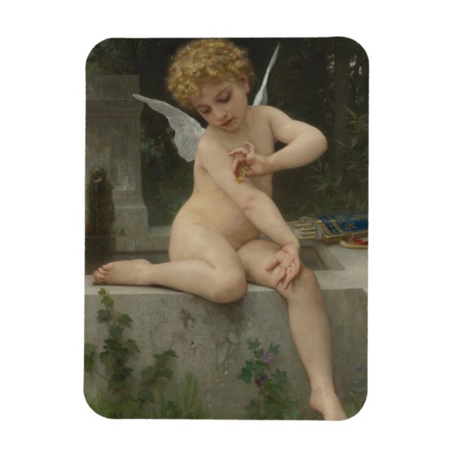 Ímã Cupido com borboleta (por Bouguereau) (Vertical)