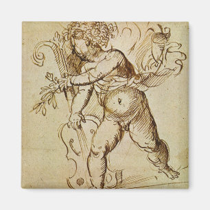 Imã Cupido com um Violino por Domenico Campagnola