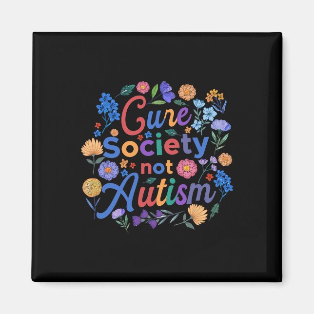 Imã Cure Sociedade Não Conscientização do Autismo Flor (Frente)