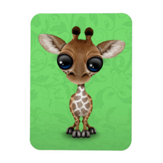 Ímã Curiosa girafa em verde