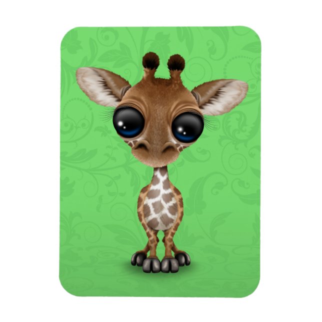 Ímã Curiosa girafa em verde (Vertical)