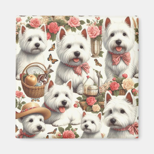 Imã Curioso Terrier Branco da Highlândia Ocidental, se (Frente)