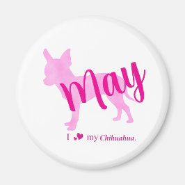 Imã Custom Chihuahua Magnet Pastel Pink Silhouette