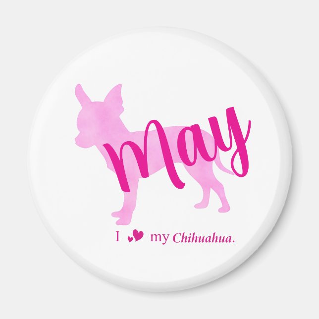 Imã Custom Chihuahua Magnet Pastel Pink Silhouette (Frente)