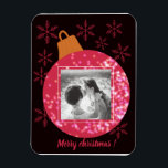 Ímã Custom christmas card photo collage black<br><div class="desc">Personalize this christmas black red magnet with your own photo,  message,  greetings. Elegant colorful christmas black red classic photo magnet with bauble,  snowflakes for parents,  grand-parents,  mothers,  women,  friends,  wifes,   moms,  dads. Christmas gift idea</div>