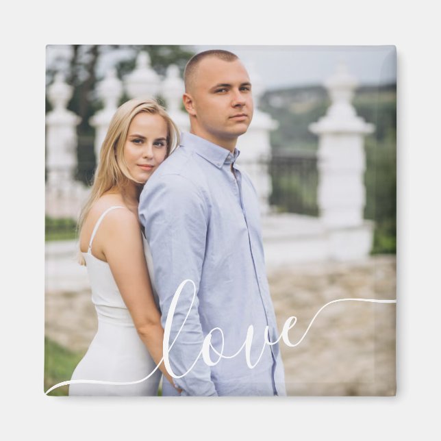 Imã Custom Couple Photo Magnet with Love (Frente)
