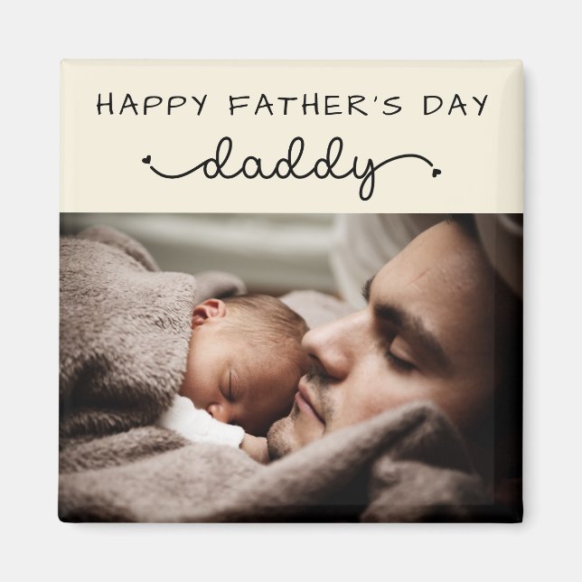 Imã Custom Father's Day Cute Minimalist Photo (Frente)