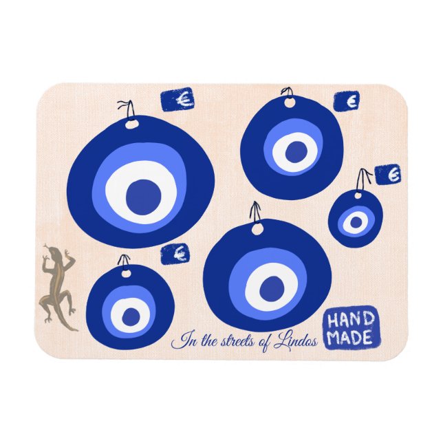 Ímã Custom Greek evil eye illustration with lizzard  (Horizontal)