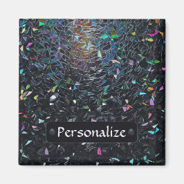 Imã Custom Iridescent Abstract Stained Glass Pattern